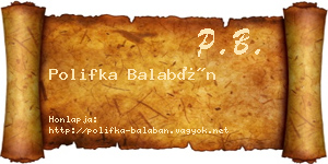 Polifka Balabán névjegykártya